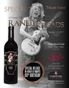 Randy Rhoads Event Flyer 2017 D'Argenzio Winery Burbank CA